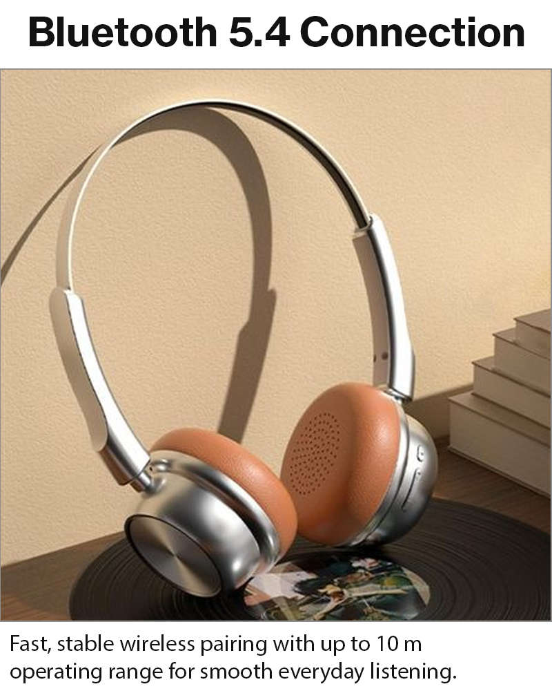 Bluetooth 5.4 Wireless On-Ear Headphones with Type-C