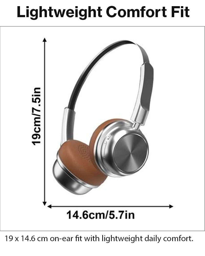 Bluetooth 5.4 Wireless On-Ear Headphones with Type-C