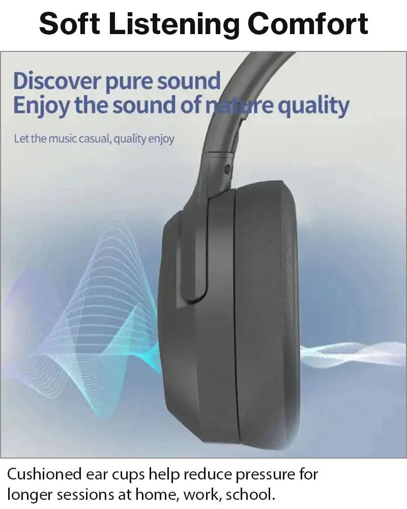 Wireless Foldable Noise Reduction Headphones with 40mm Speakers, Type-C Charging, 10m Black