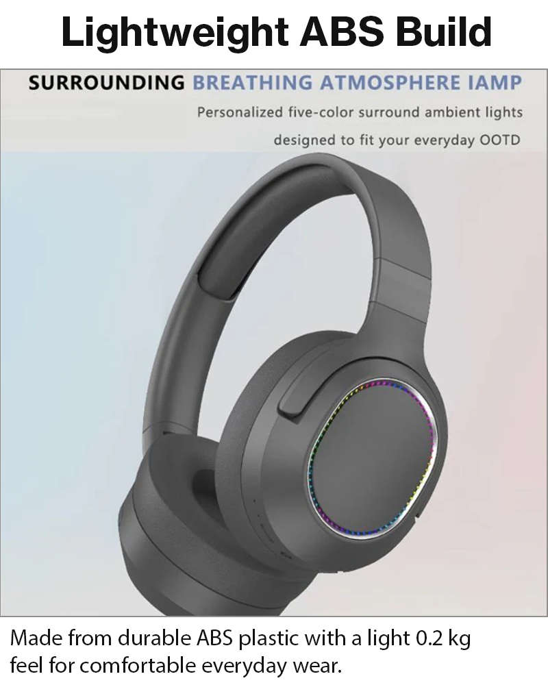 Wireless Foldable Noise Reduction Headphones with 40mm Speakers, Type-C Charging, 10m Black