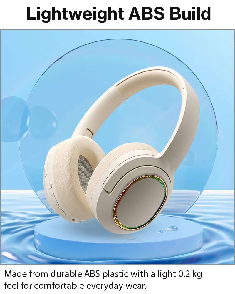 Wireless Foldable Noise Reduction Headphones with 40mm Speakers, Type-C Charging, 10m Beige