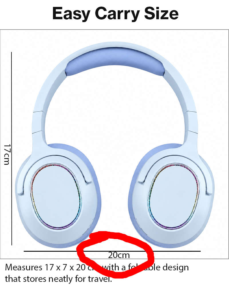 Wireless Foldable Noise Reduction Headphones with 40mm Speakers, Type-C Charging, 10m Blue