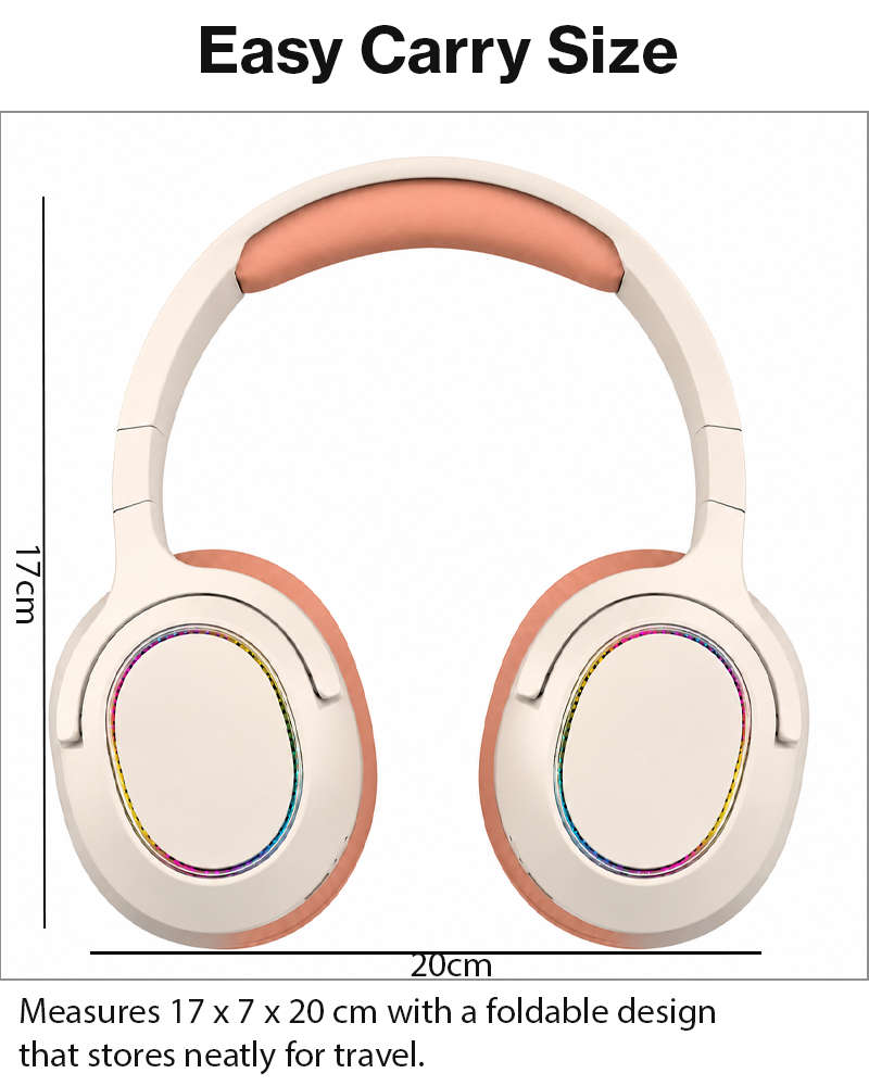 Wireless Foldable Noise Reduction Headphones with 40mm Speakers, Type-C Charging, 10m PinkOrange