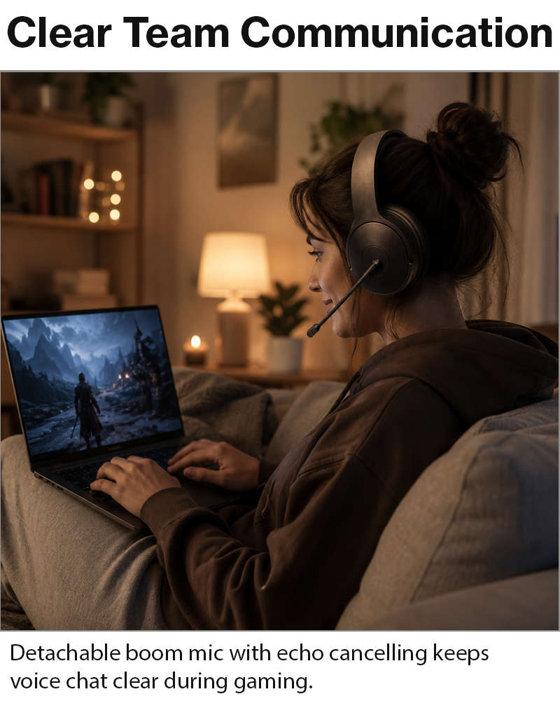Over-Ear Gaming Headset with Boom Mic, 40 mm Drivers and 3.5 mm Multi-Platform Compatibility Black