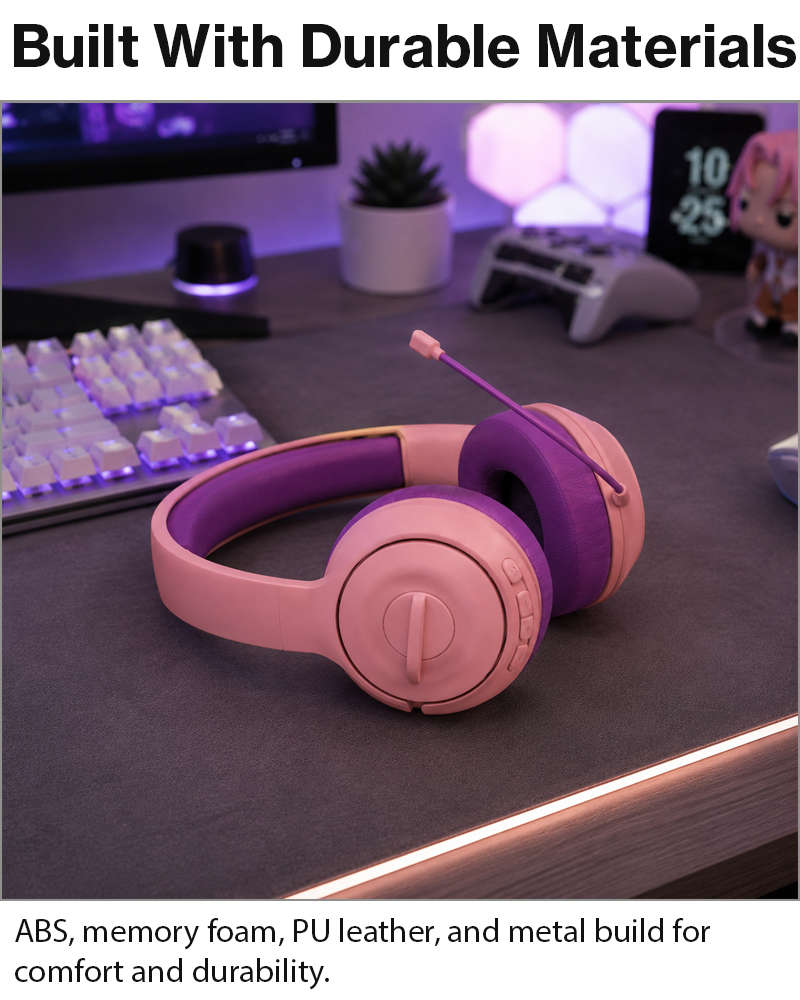 Over-Ear Gaming Headset with Boom Mic, 40 mm Drivers and 3.5 mm Multi-Platform Compatibility Pink