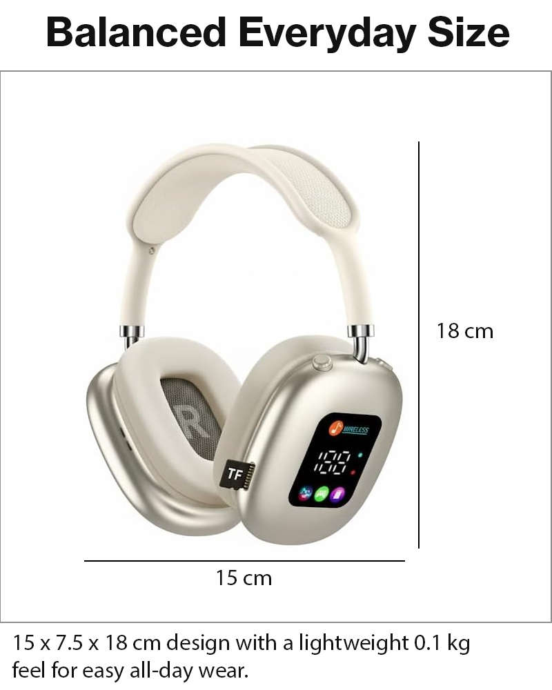 Wireless Bluetooth Over-Ear Headphones Black Bluetooth 5.4 Low Latency 10m Range Beige