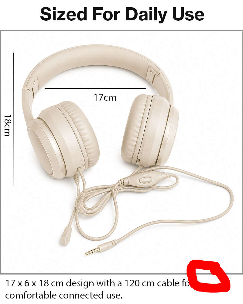 Wired Over-Ear Gaming Headset with Mic, Noise Reduction, 1.2 m Cable Beige