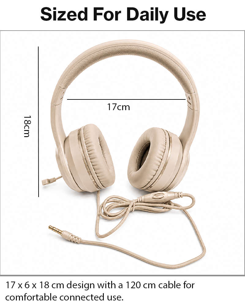 Wired Over-Ear Gaming Headset with Mic, Noise Reduction, 1.2 m Cable Beige