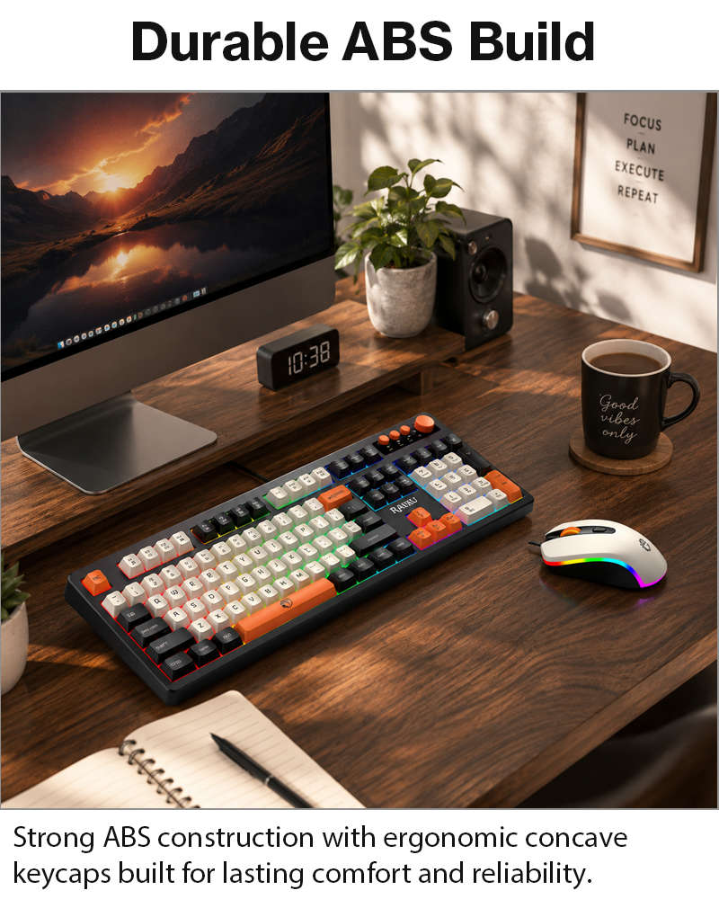 Wired Gaming Keyboard Mouse Combo with Mousepad, RGB Backlit, Volume Knob, Multimedia Keys, USB f...