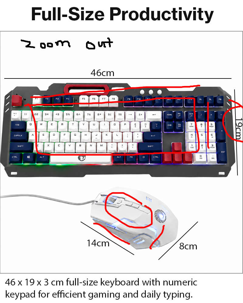 Rainbow LED Gaming Keyboard and Mouse Combo with Aluminum Metal Frame, Suspension Keycaps and Mag...