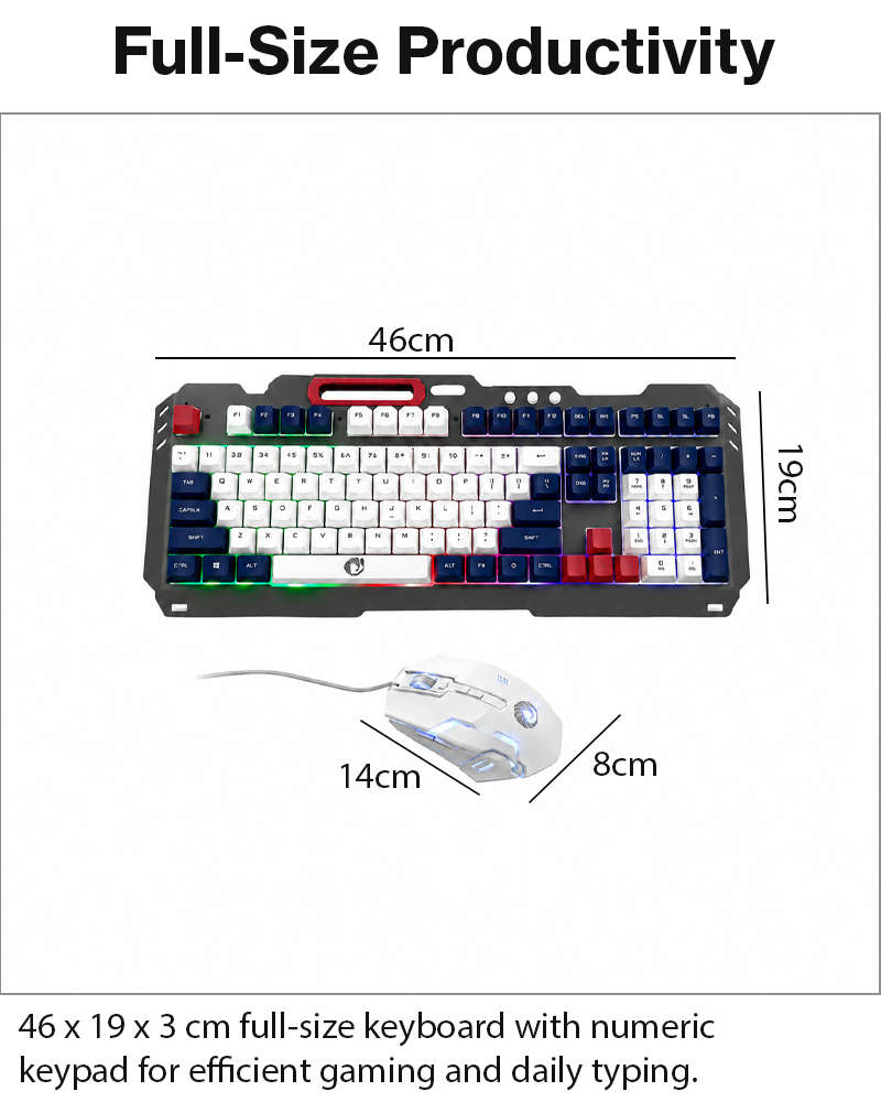 Rainbow LED Gaming Keyboard and Mouse Combo with Aluminum Metal Frame, Suspension Keycaps and Mag...