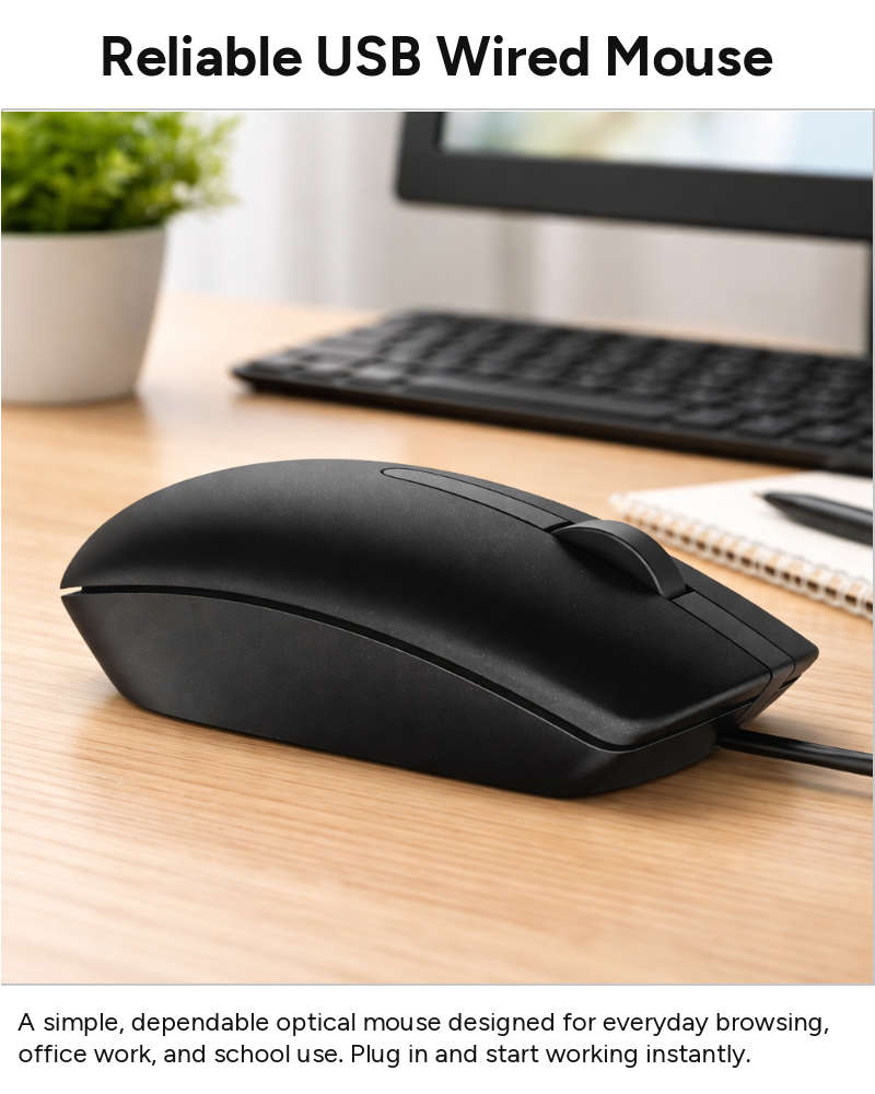 USB Wired Optical Mouse 3-Button 1000 DPI Computer Mouse with 1.2 m Cable