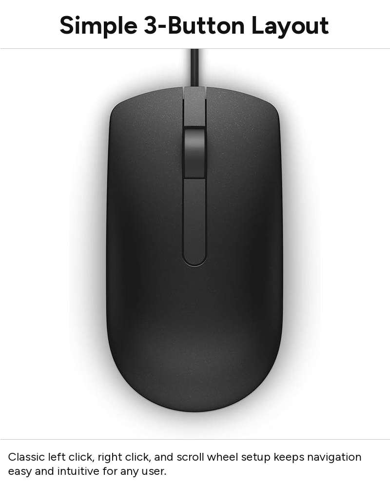 USB Wired Optical Mouse 3-Button 1000 DPI Computer Mouse with 1.2 m Cable