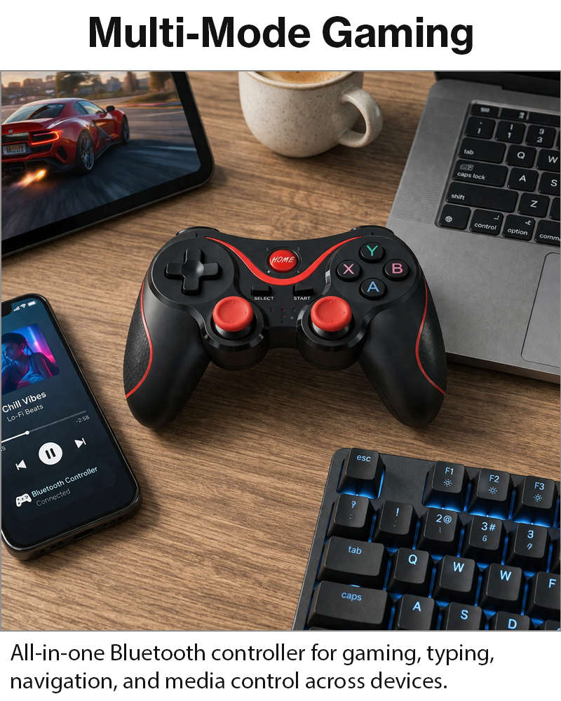 Wireless Bluetooth Controller 5 Modes Android iOS PC ABS Multi-Function Gaming Controller
