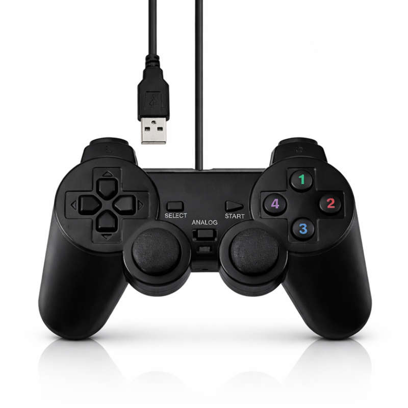 USB Wired Game Controller with Dual Vibration Motors, Plug & Play PC Gamepad, DirectX Support for...