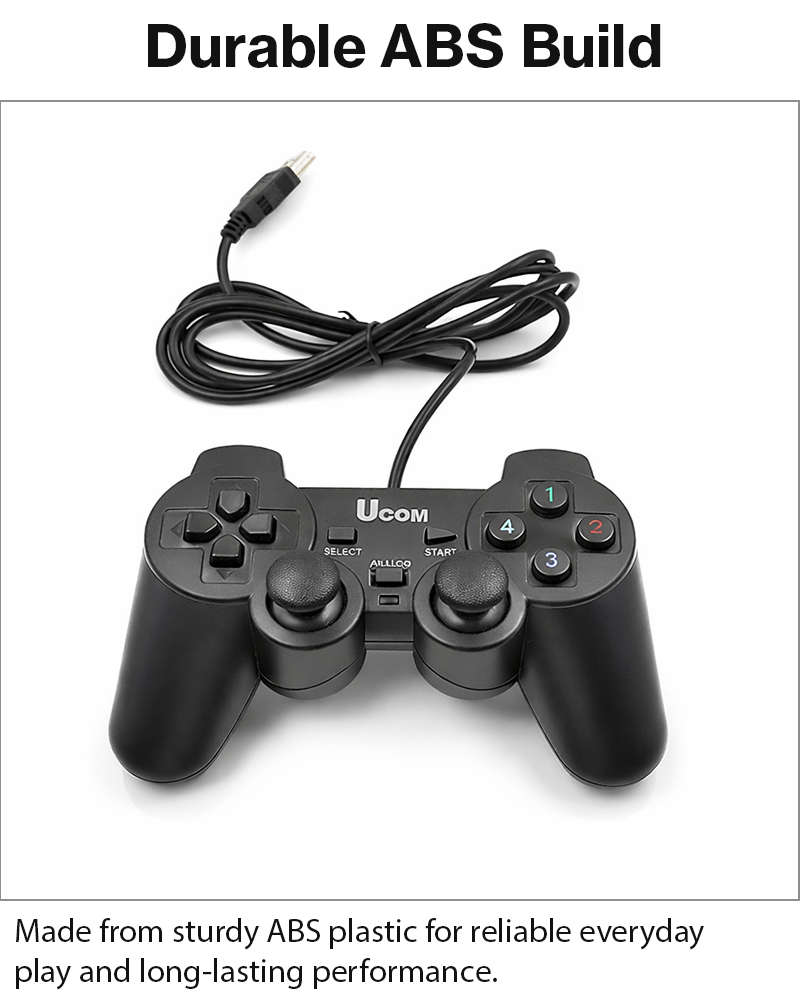 USB Wired Game Controller with Dual Vibration Motors, Plug & Play PC Gamepad, DirectX Support for...