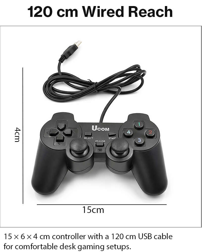 USB Wired Game Controller with Dual Vibration Motors, Plug & Play PC Gamepad, DirectX Support for...