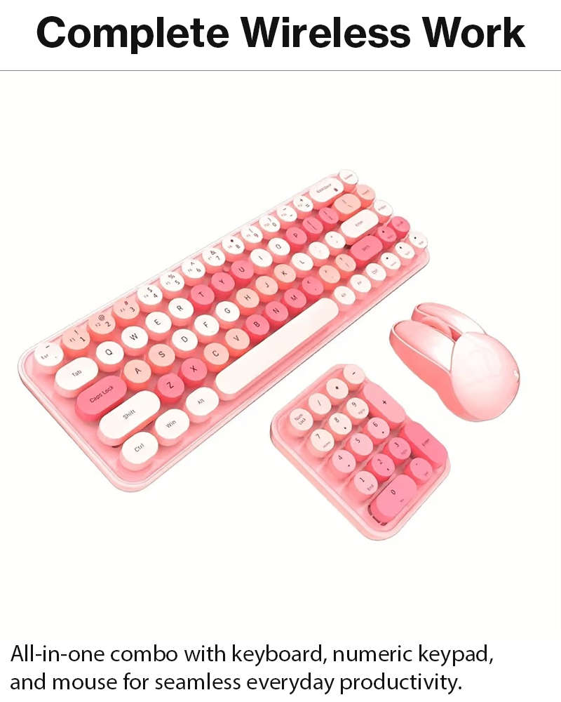 3-in-1 2.4GHz Wireless Keyboard, Numeric Keypad & Mouse Combo,Plug & Play, Battery Powered