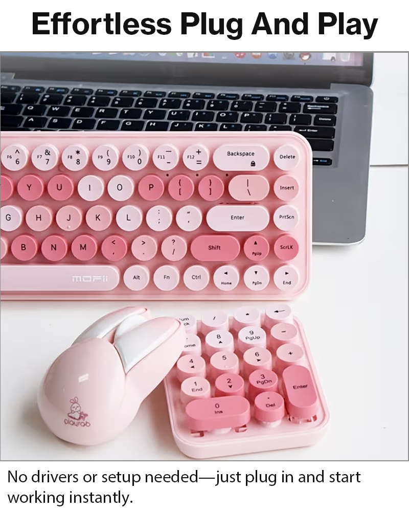 3-in-1 2.4GHz Wireless Keyboard, Numeric Keypad & Mouse Combo,Plug & Play, Battery Powered