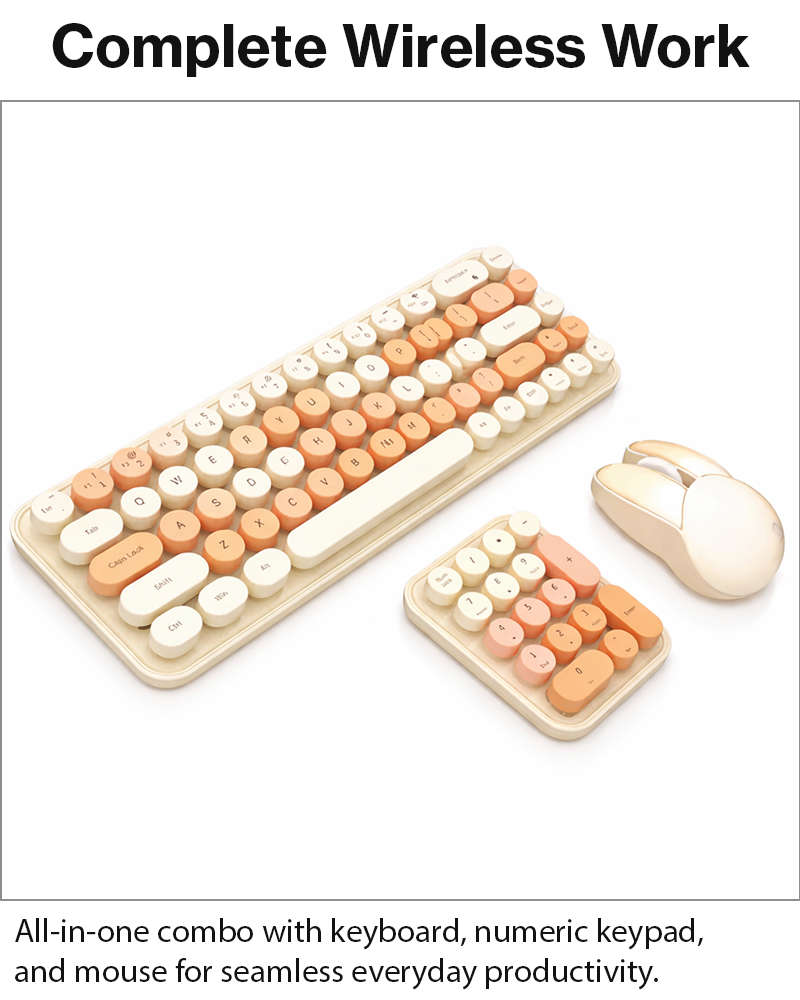 3-in-1 2.4GHz Wireless Keyboard, Numeric Keypad & Mouse Combo, Plug & Play, Battery Powered