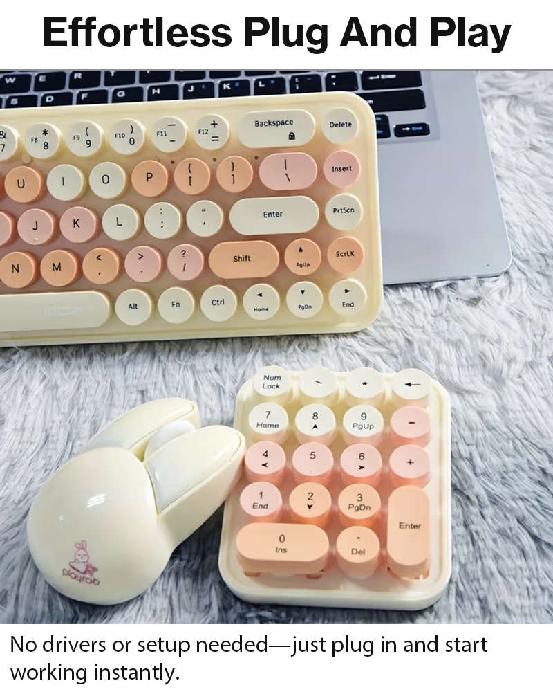 3-in-1 2.4GHz Wireless Keyboard, Numeric Keypad & Mouse Combo, Plug & Play, Battery Powered