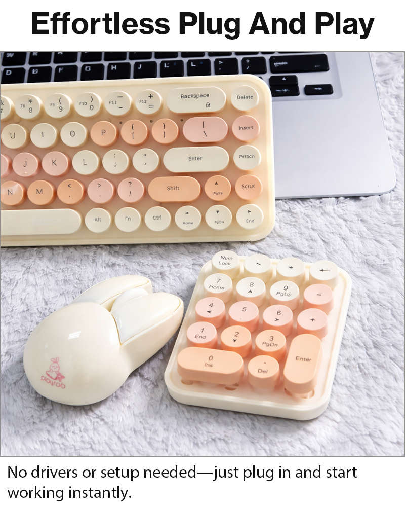 3-in-1 2.4GHz Wireless Keyboard, Numeric Keypad & Mouse Combo, Plug & Play, Battery Powered