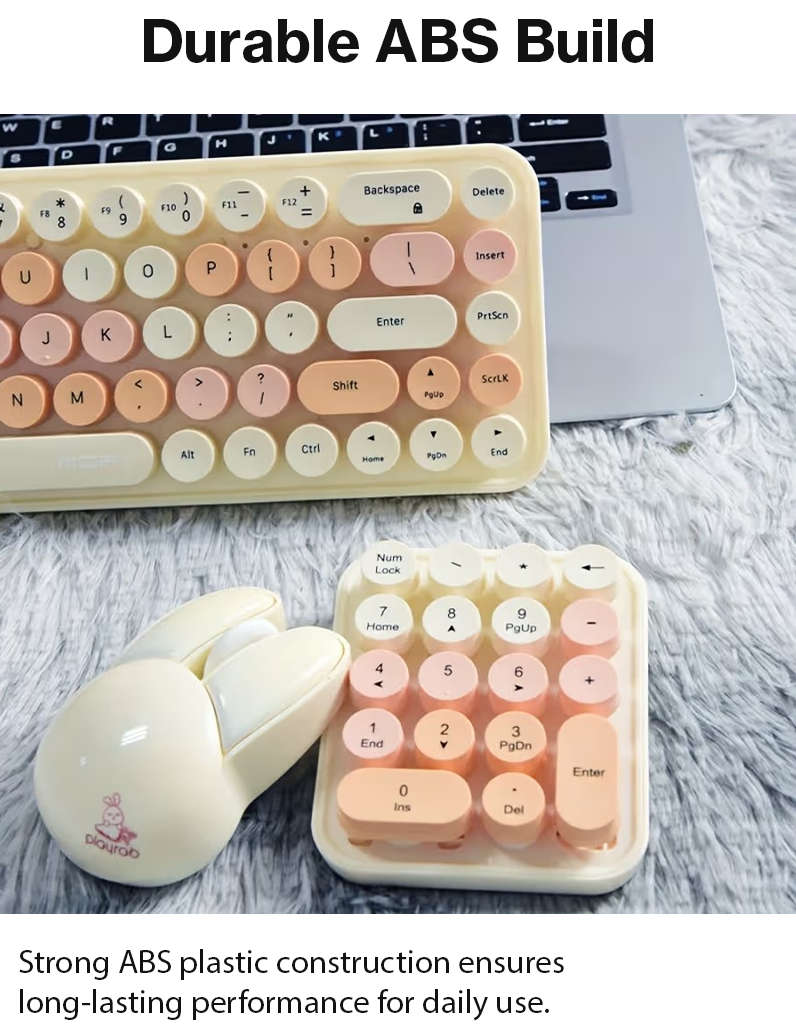 3-in-1 2.4GHz Wireless Keyboard, Numeric Keypad & Mouse Combo, Plug & Play, Battery Powered