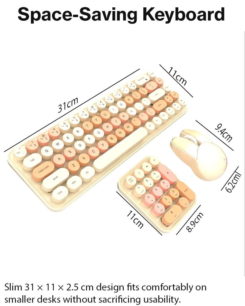 3-in-1 2.4GHz Wireless Keyboard, Numeric Keypad & Mouse Combo, Plug & Play, Battery Powered