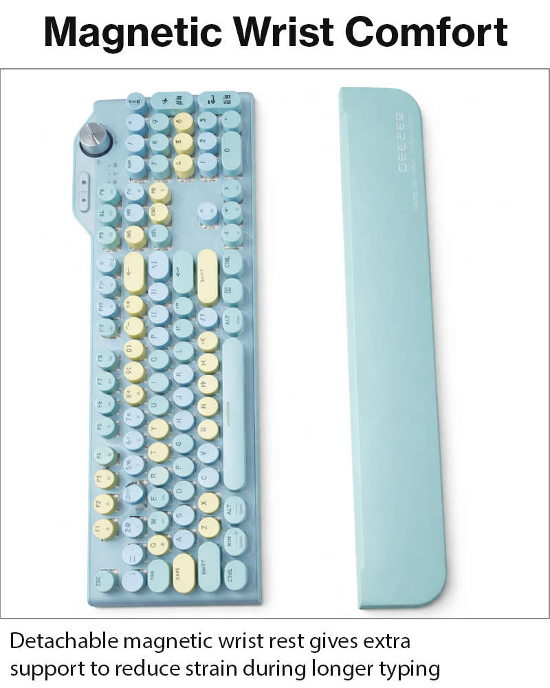 107-Key Wireless Keyboard Bluetooth 5.0 / 2.4G / USB-C Wired, Illuminated Backlight, Volume Dial,...