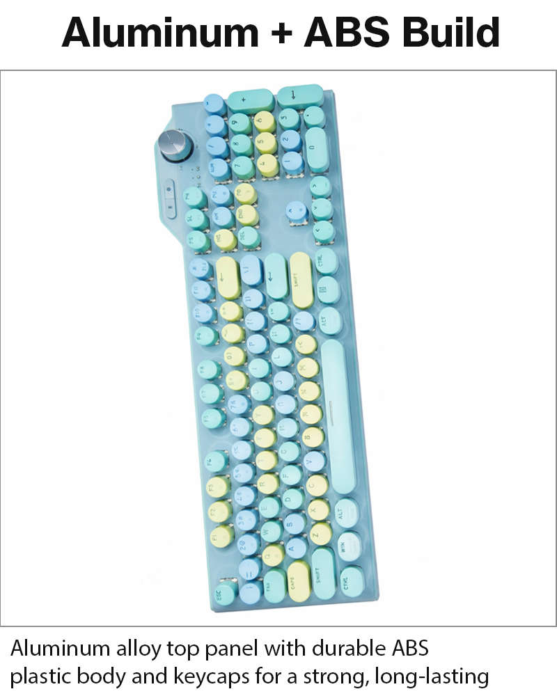 107-Key Wireless Keyboard Bluetooth 5.0 / 2.4G / USB-C Wired, Illuminated Backlight, Volume Dial,...