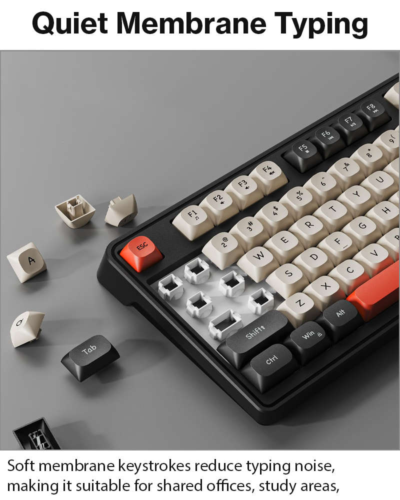 98-Key Wired Membrane Keyboard with Number Pad, RGB Backlit, 2-in-1 Control Knob, Media Buttons, ...