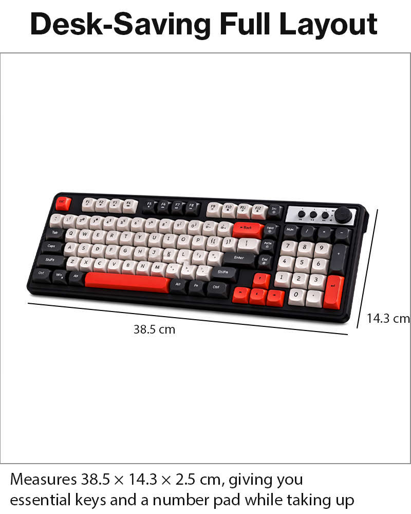 98-Key Wired Membrane Keyboard with Number Pad, RGB Backlit, 2-in-1 Control Knob, Media Buttons, ...