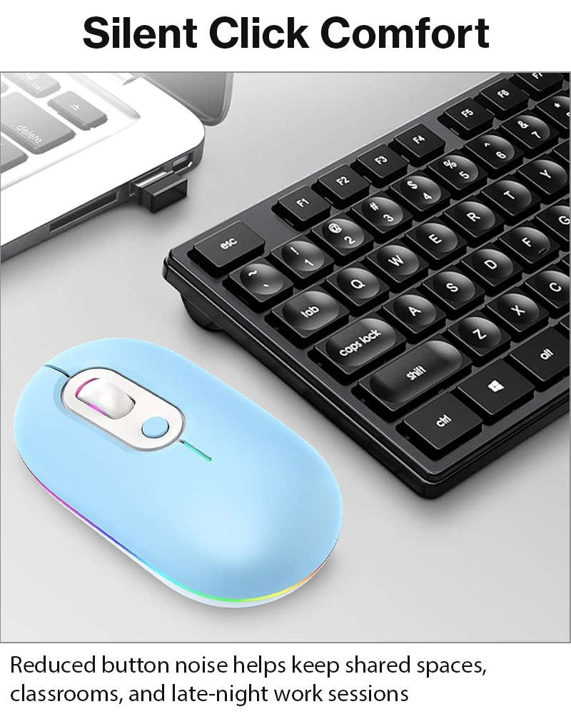 Rechargeable Wireless LED Mouse 450mAh Battery Silent Click Optical 2.4GHz USB