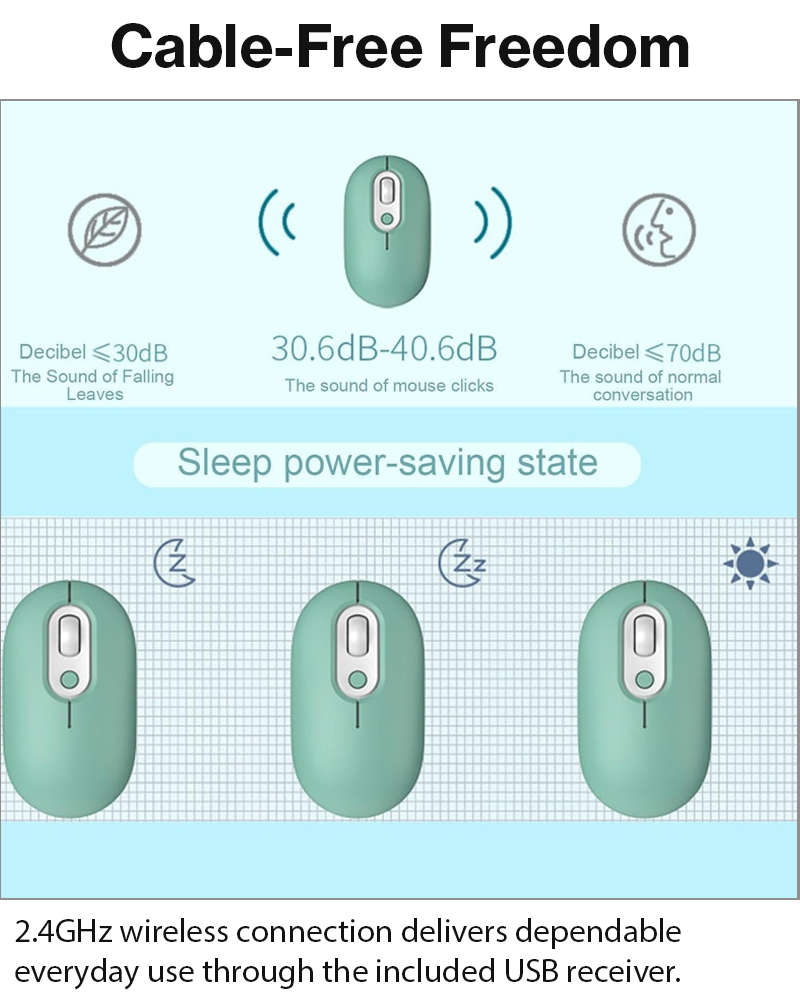 Rechargeable Wireless LED Mouse 450mAh Battery Silent Click Optical 2.4GHz USB
