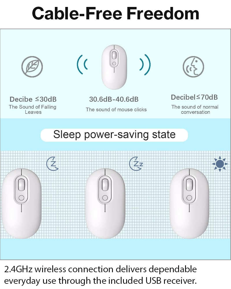 Rechargeable Wireless LED Mouse 450mAh Battery Silent Click Optical 2.4GHz USB