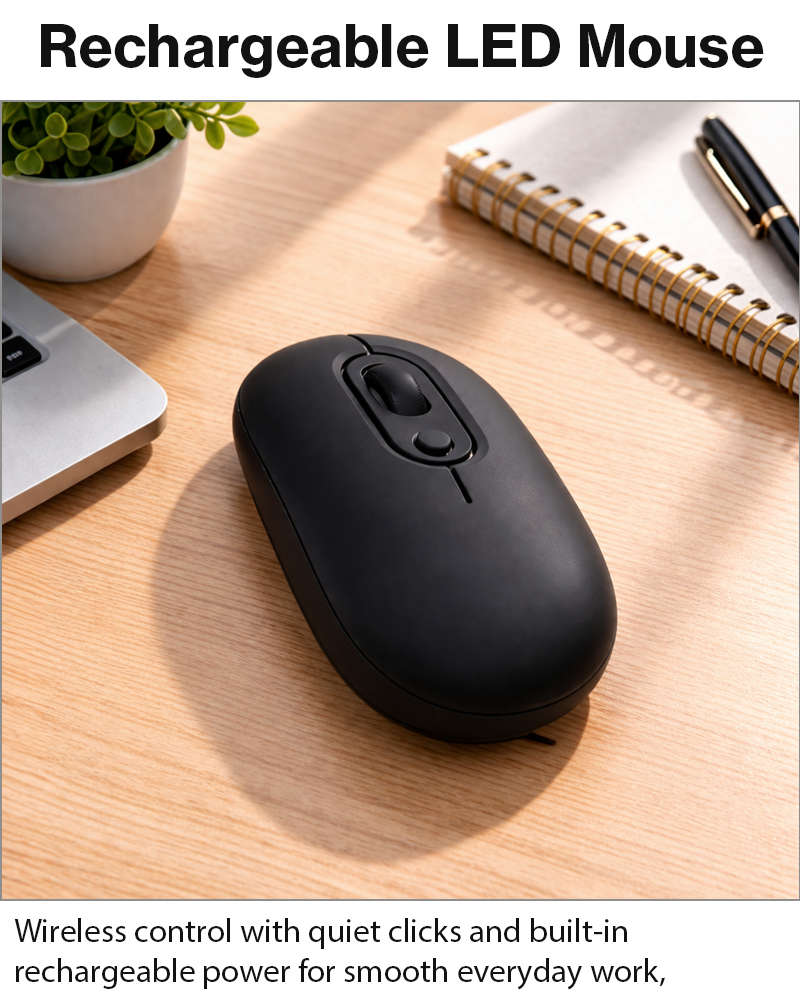 Rechargeable Wireless LED Mouse 450mAh Battery Silent Click Optical 2.4GHz USB