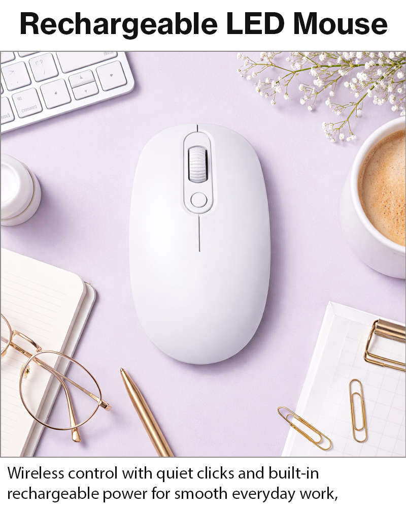 Rechargeable Wireless LED Mouse 450mAh Battery Silent Click Optical 2.4GHz USB