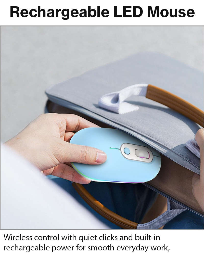 Rechargeable Wireless LED Mouse 450mAh Battery Silent Click Optical 2.4GHz USB