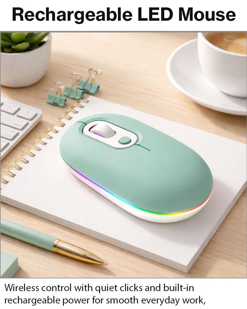 Rechargeable Wireless LED Mouse 450mAh Battery Silent Click Optical 2.4GHz USB