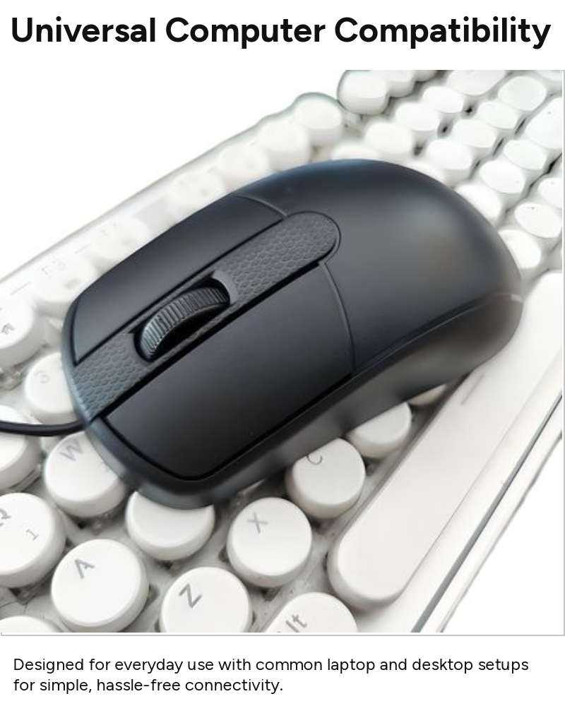 Wired Ergonomic Optical Mouse with Textured Scroll Wheel, Universal Laptop Compatibility