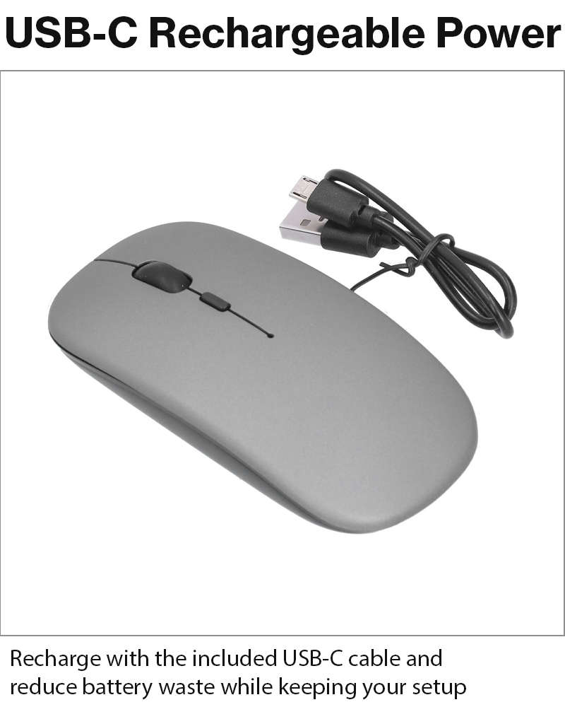 Wireless Mouse 1600 DPI  Bluetooth 5.0 2.4GHz Dual Mode  Matte Grey