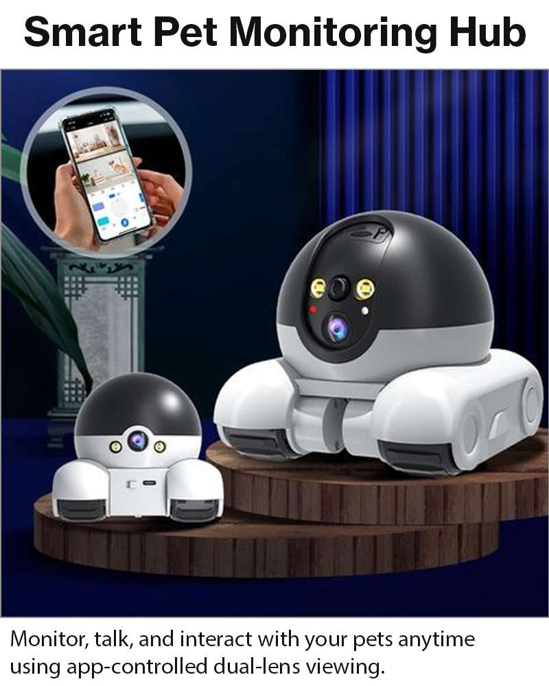 Dual Lens WiFi Pet Robot Camera 2MP App Control 360°
