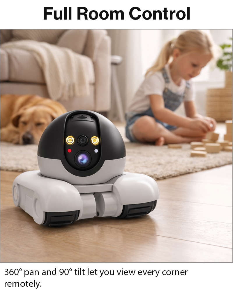 Dual Lens WiFi Pet Robot Camera 2MP App Control 360°