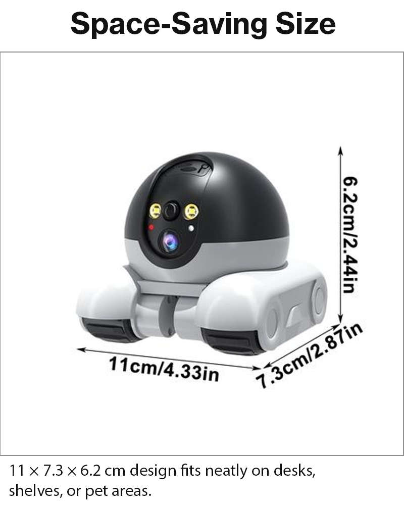 Dual Lens WiFi Pet Robot Camera 2MP App Control 360°