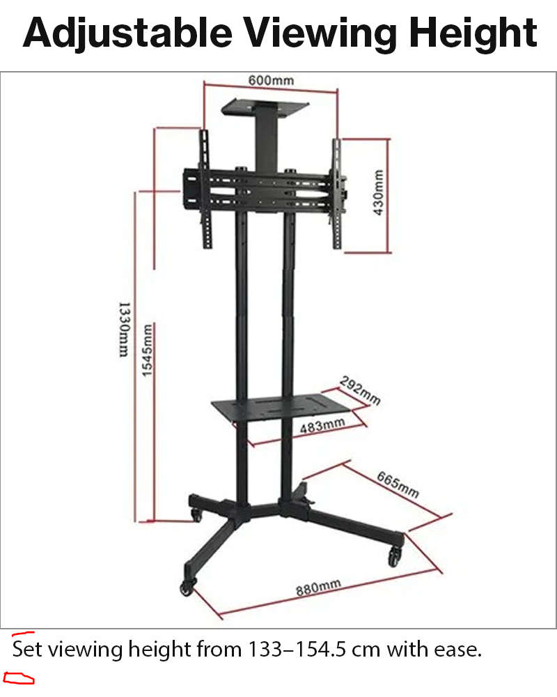 Mobile TV Trolley Stand with Wheels