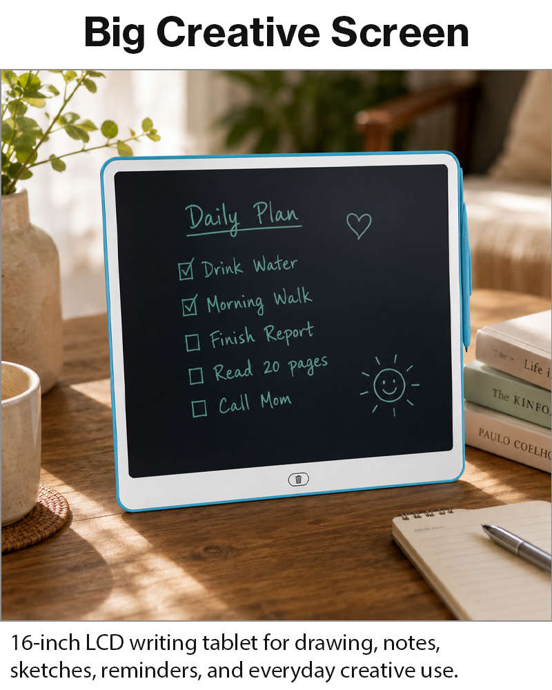 16 Inch LCD Writing Tablet for Kids Reusable Drawing Sketch Pad with One-Touch Erase Lock Screen ...