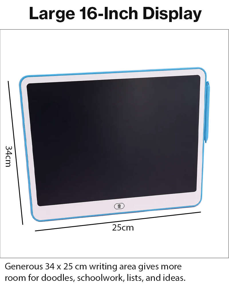16 Inch LCD Writing Tablet for Kids Reusable Drawing Sketch Pad with One-Touch Erase Lock Screen ...