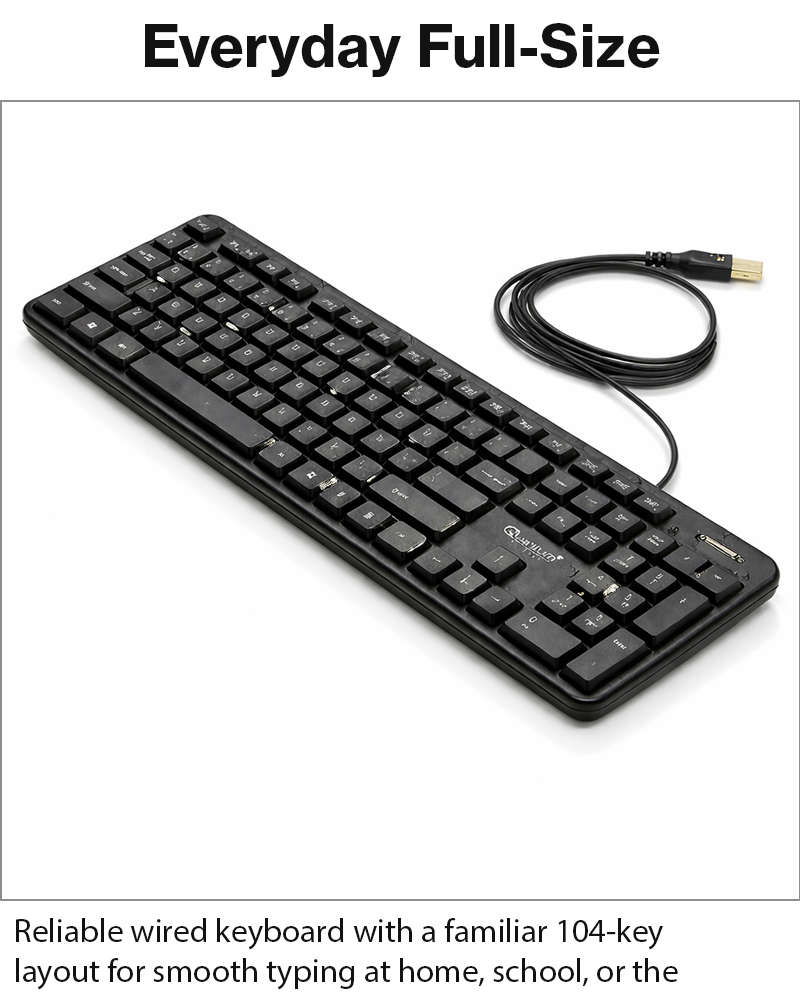 104-Key Wired Keyboard Quiet Soft Keys Full-Size