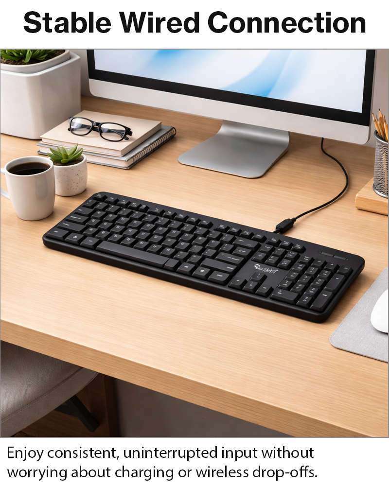 104-Key Wired Keyboard Quiet Soft Keys Full-Size