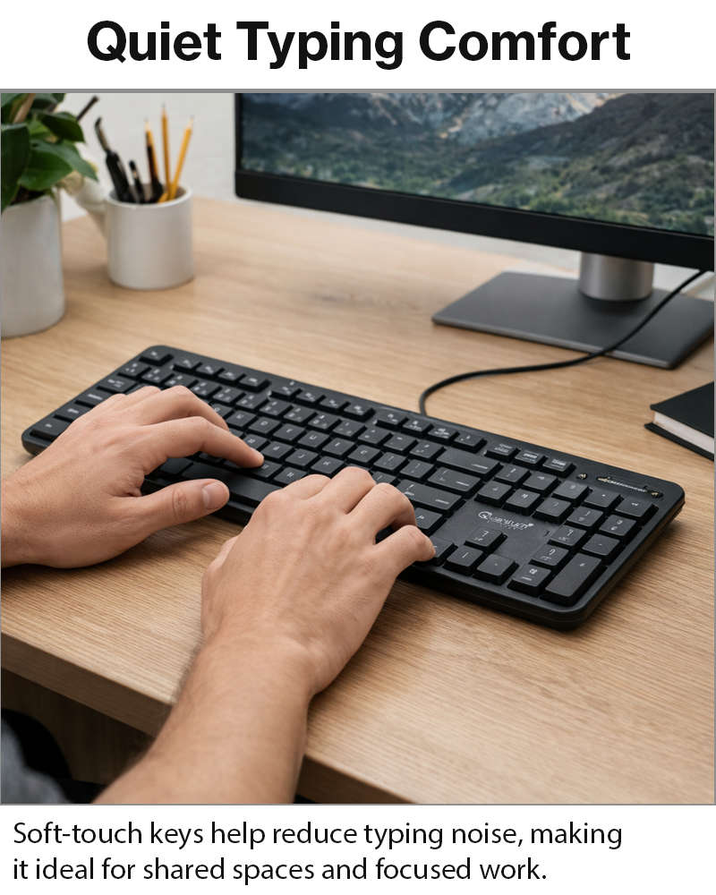 104-Key Wired Keyboard Quiet Soft Keys Full-Size